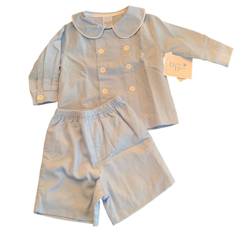 Bailey Boys Blue Corduroy L/S shorts set NWT size 12mo
